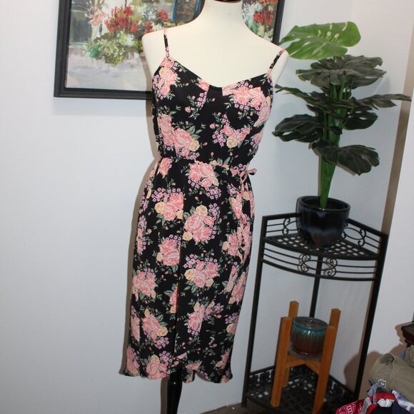 Lily Rose Pink Floral Print Dress - Size Large - Picture 1 of 12